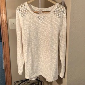 Davina Crochet-Shoulder Tunic Sweater